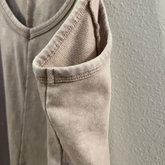 Sincerely Jules - V-Neck Sleeveless Mineral Wash Tan Harem Pant Jumpsuit - XL - Picture 6 of 6